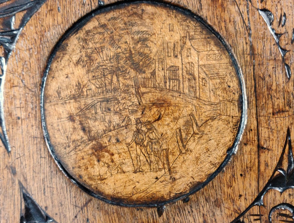 An unusual 18th century pen-work tea table.  View XIV