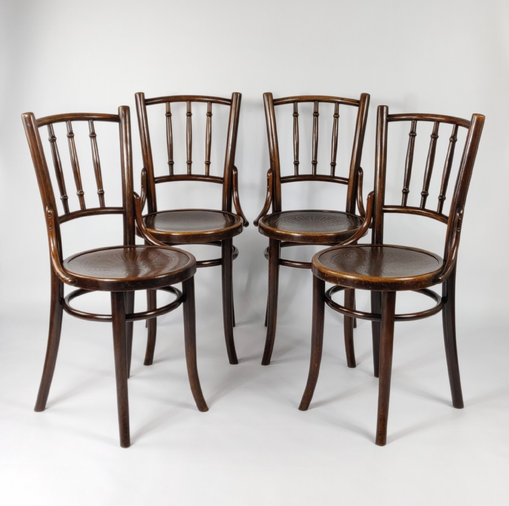 A set of four 1920's bentwood chairs. 