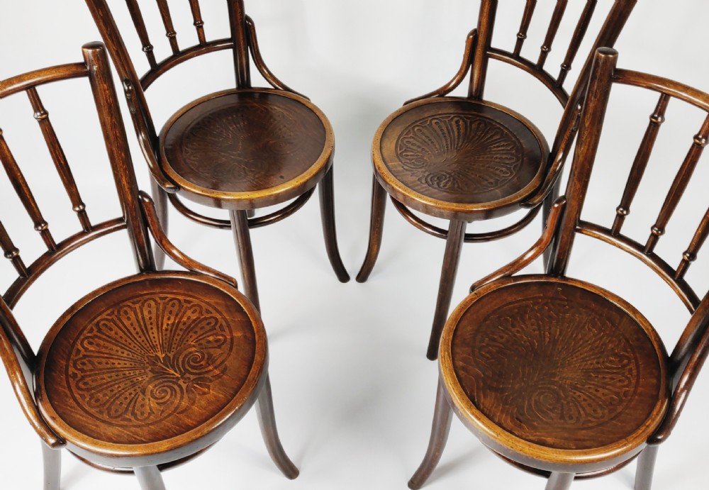 A set of four 1920's bentwood chairs.  View V