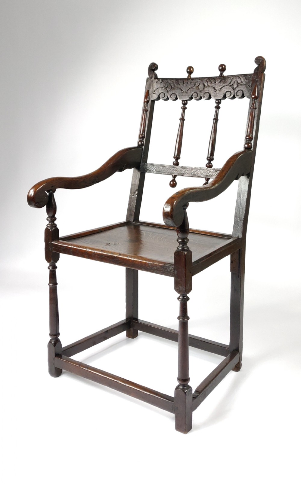 A rare 17th century Derbyshire wainscot chair. 