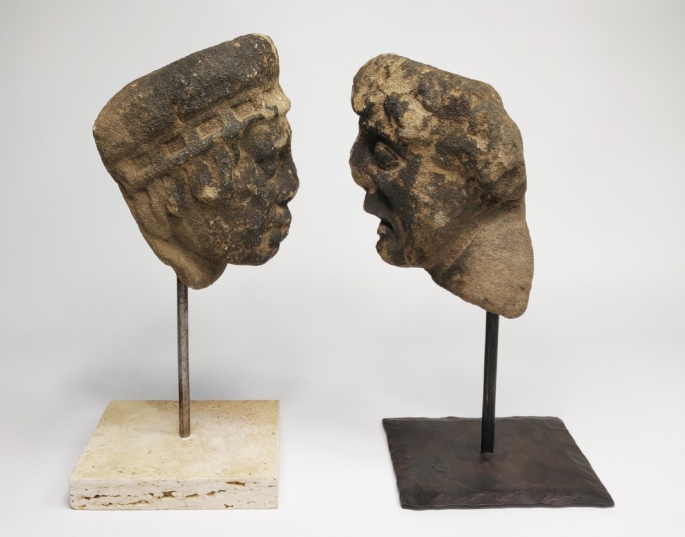 A pair of 14th century European stone heads.  View V