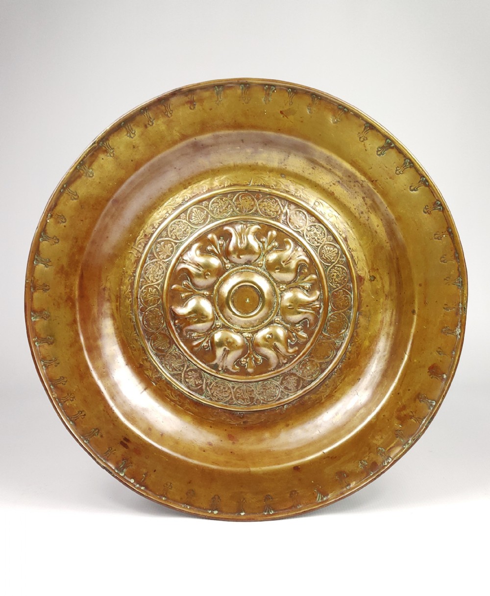 A large mid 16th century Nuremberg alms dish. 