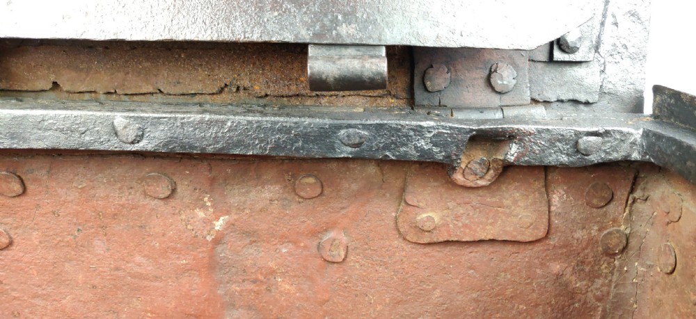 An early 18th century iron strongbox.  View V