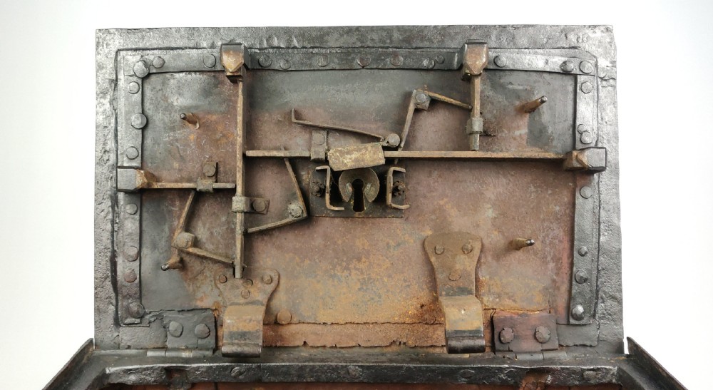 An early 18th century iron strongbox.  View VIII
