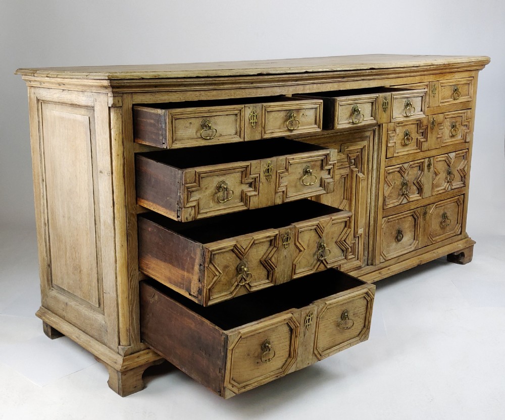 A geometric oak dresser base.  View III