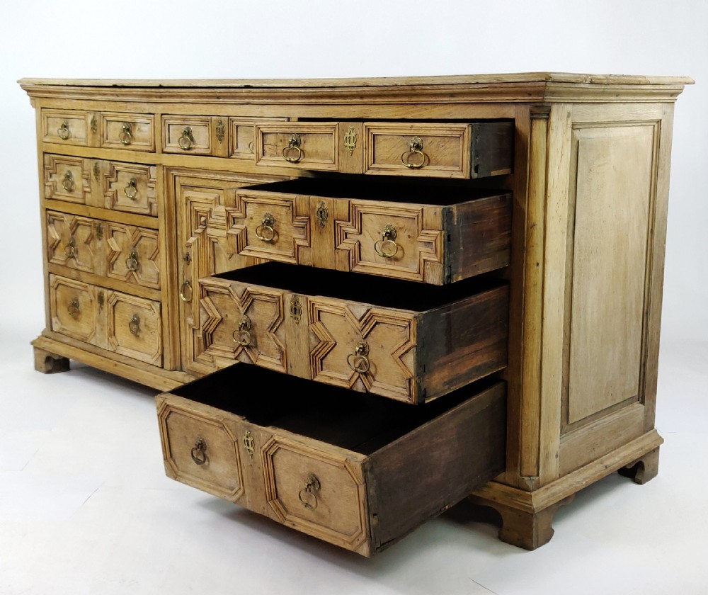 A geometric oak dresser base.  View VI