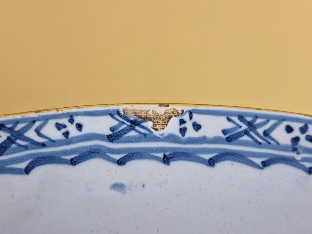 A large 18th century English delft punch bowl.  View VII