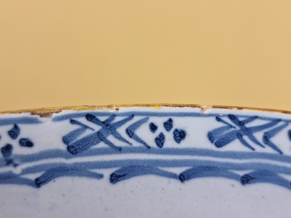 A large 18th century English delft punch bowl.  View VIII