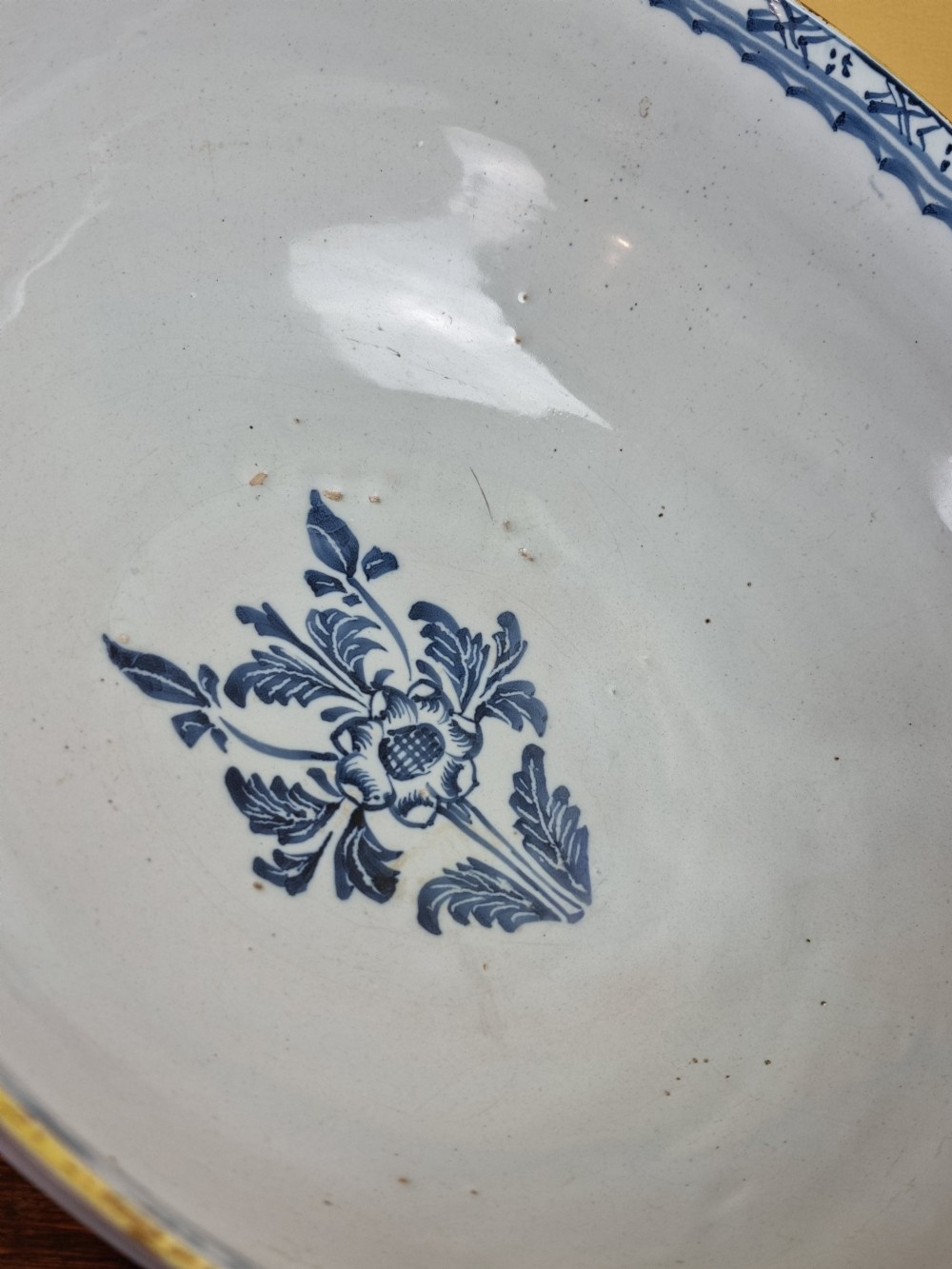 A large 18th century English delft punch bowl.  View XII