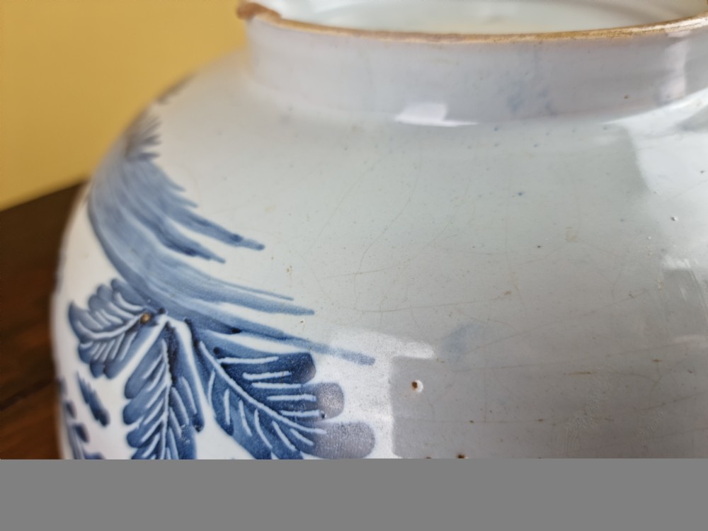 A large 18th century English delft punch bowl.  View XVII