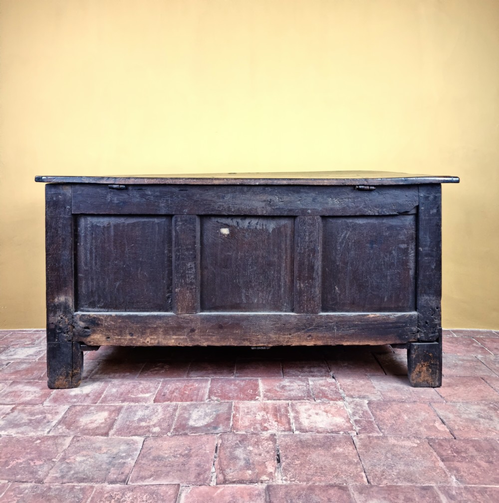 A 17th century carved oak coffer.  View VII