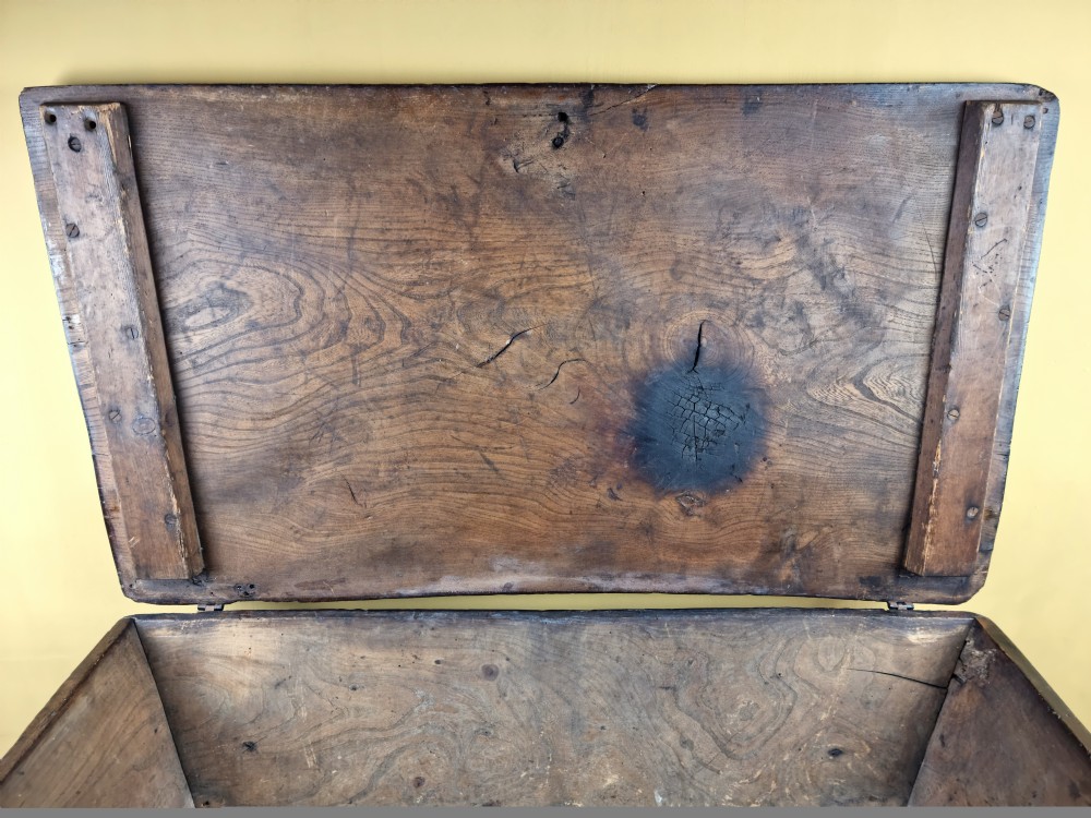An 18th century elm dough bin.  View V