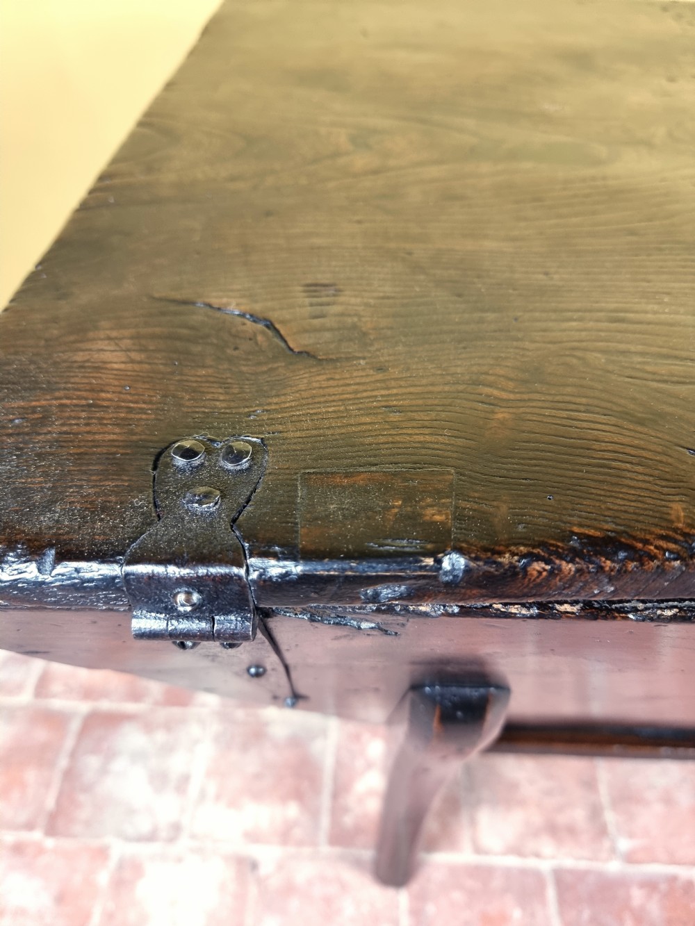 An 18th century elm dough bin.  View X
