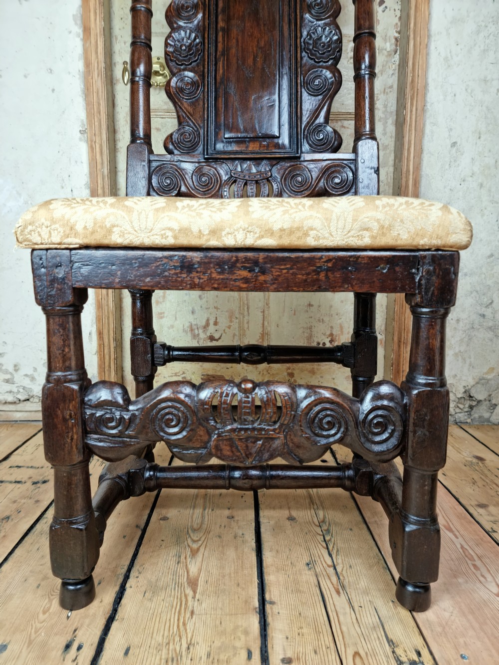 A late 17th century hall chair.  View V