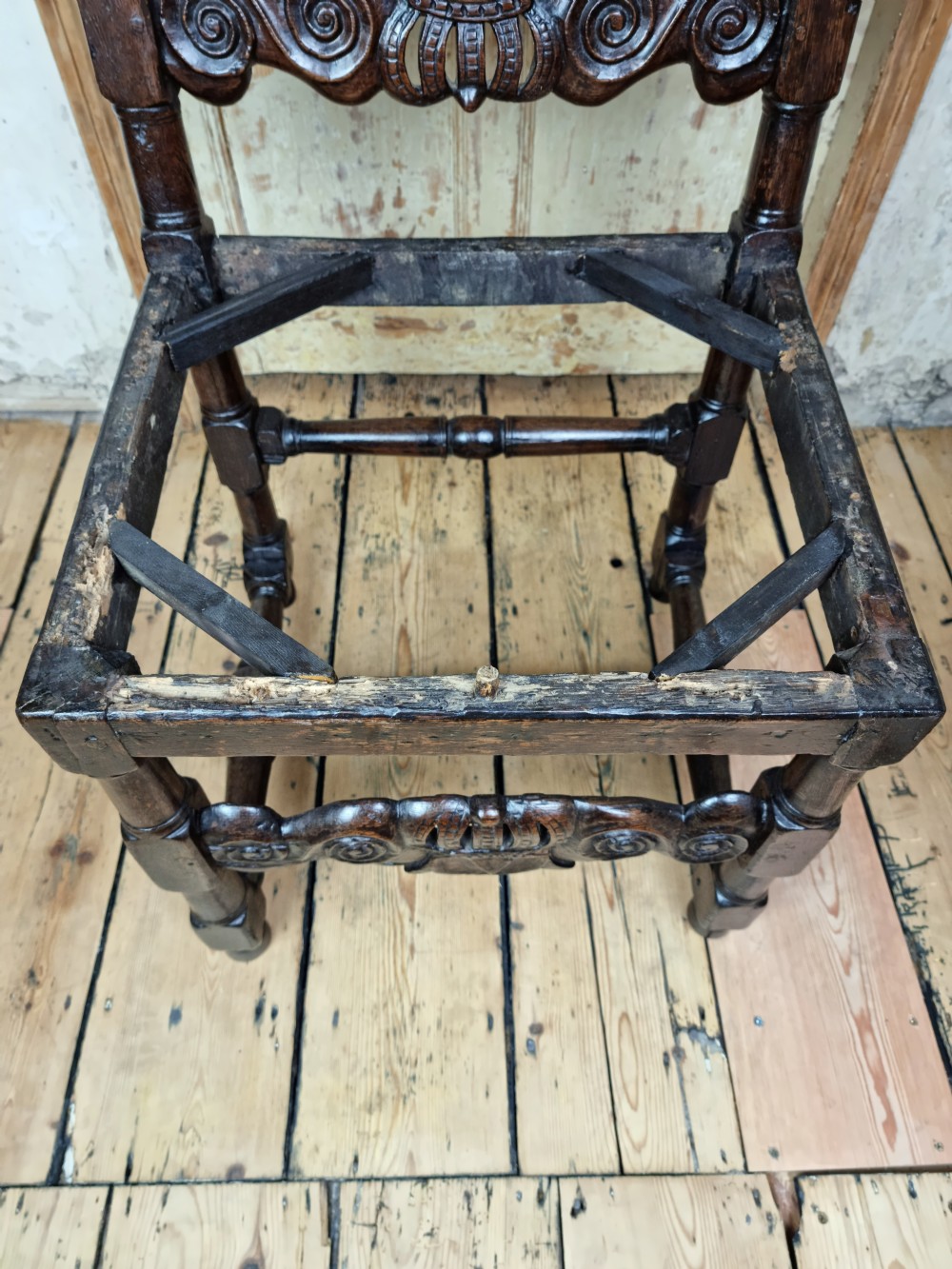 A late 17th century hall chair.  View VII