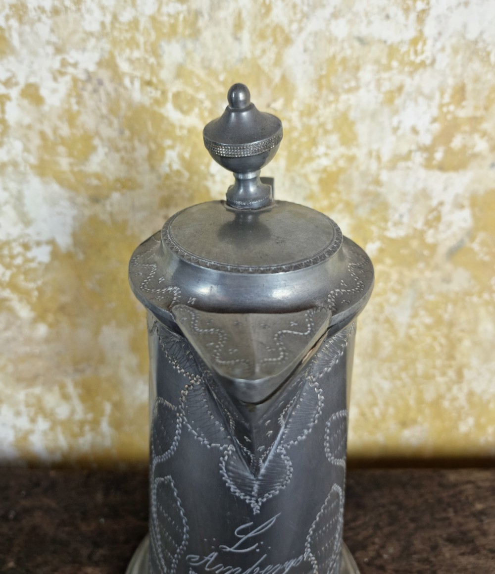 A 19th century wriggle work tankard.  View VII