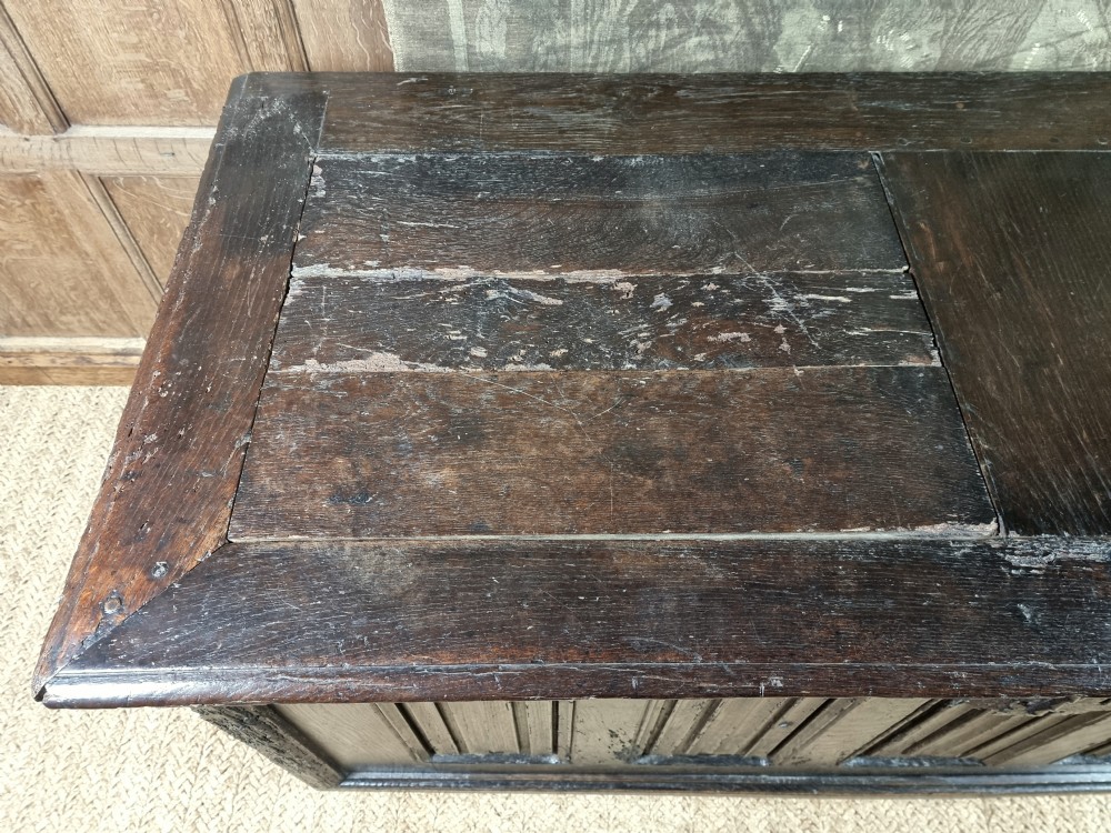 A large early 16th century linenfold coffer.  View IX