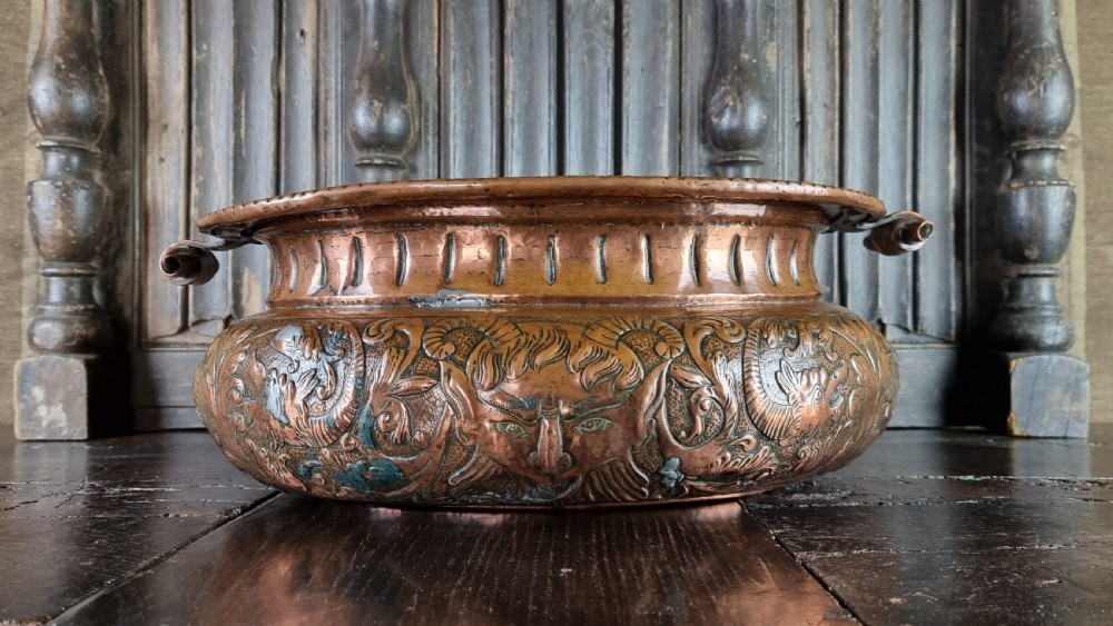 A large late 17th century repousse wine cooler.  View II