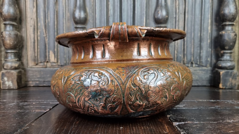 A large late 17th century repousse wine cooler.  View IV