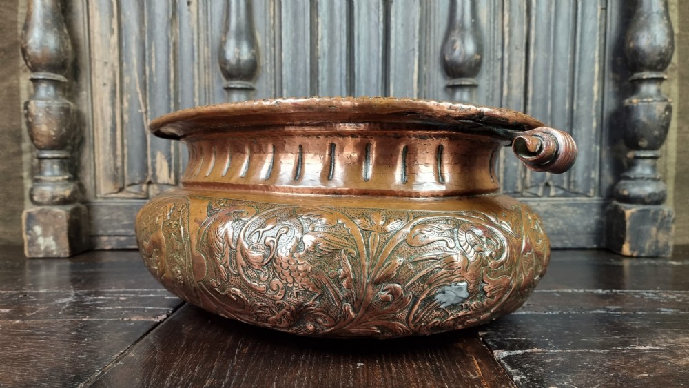 A large late 17th century repousse wine cooler.  View IX