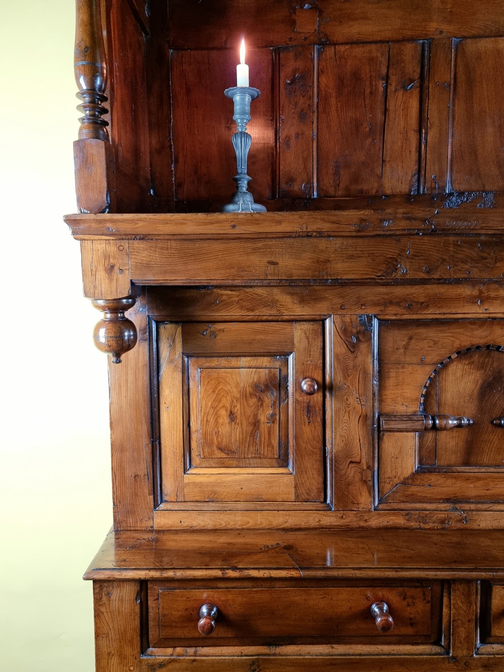 A rare mid 18th century yew wood tridarn.  View IV