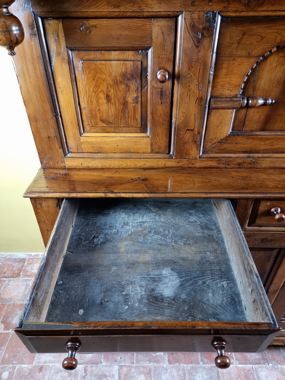 A rare mid 18th century yew wood tridarn.  View IX