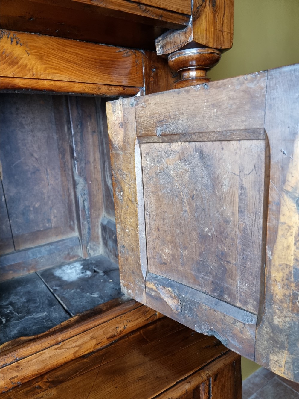 A rare mid 18th century yew wood tridarn.  View XIV