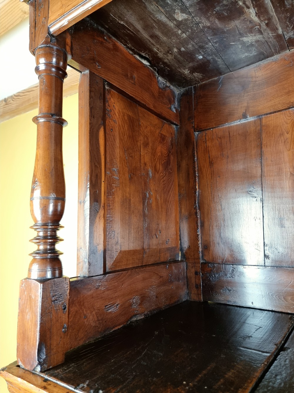 A rare mid 18th century yew wood tridarn.  View XIX