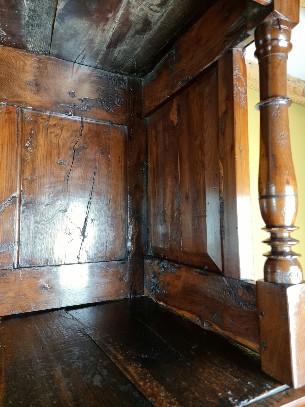 A rare mid 18th century yew wood tridarn.  View XX