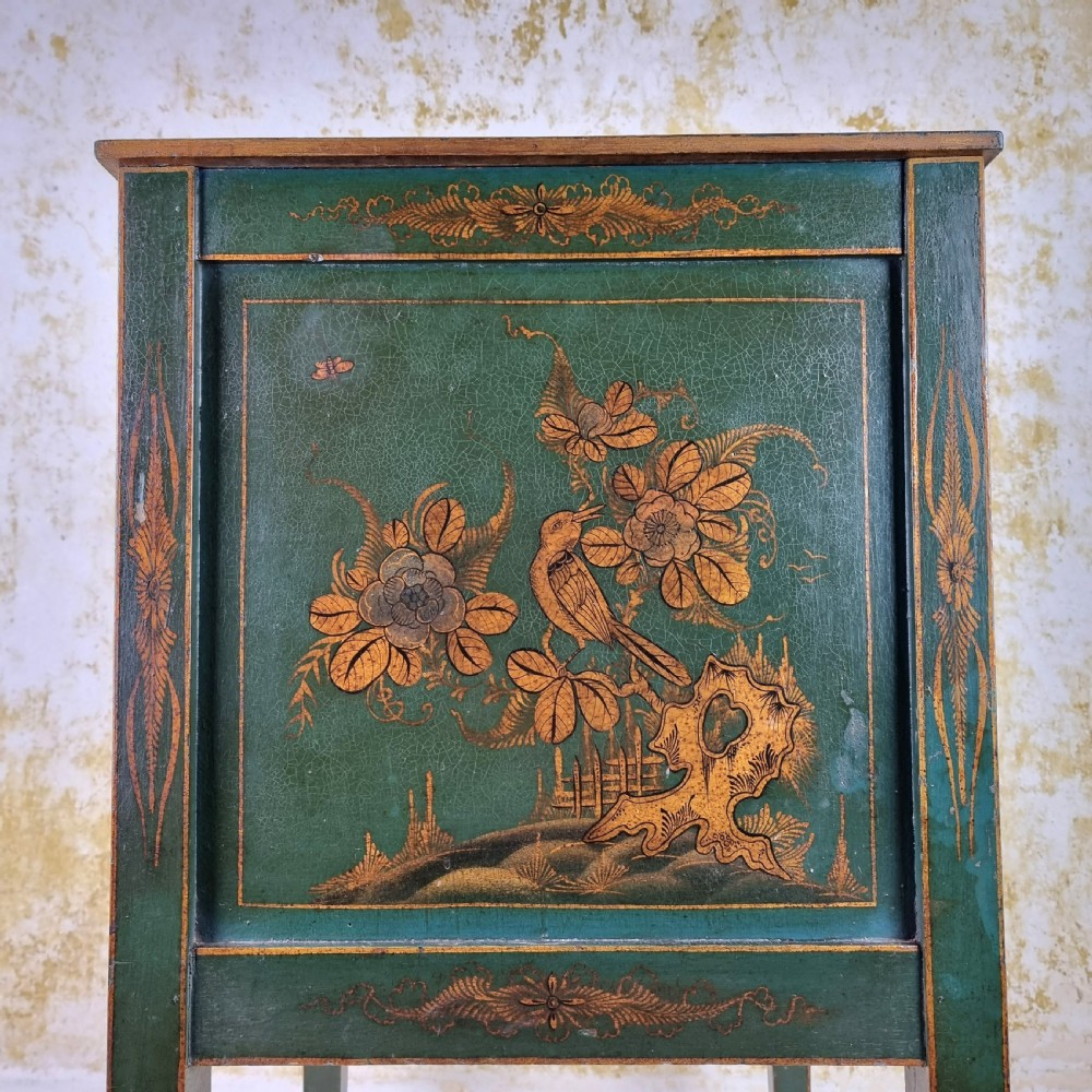 A 1920's blue chinoiserie bedside cabinet. View IV