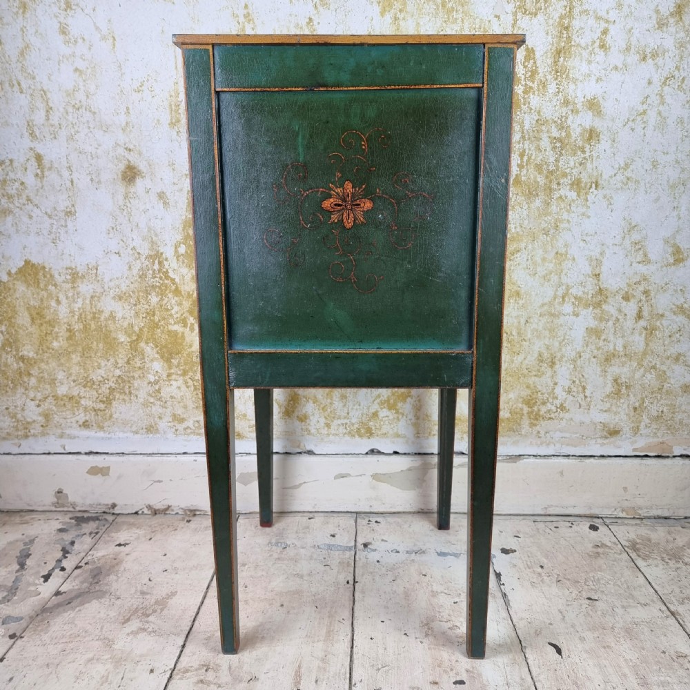A 1920's blue chinoiserie bedside cabinet. View V