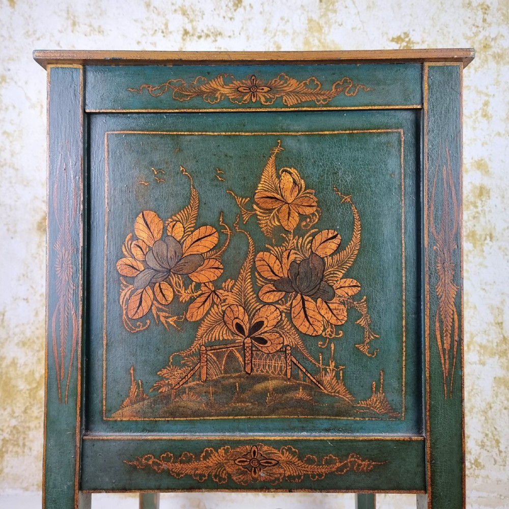 A 1920's blue chinoiserie bedside cabinet. View VI