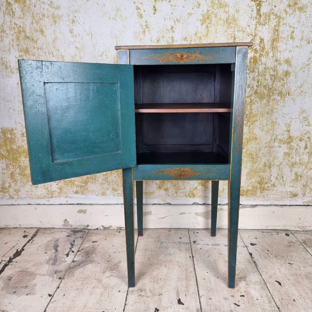 A 1920's blue chinoiserie bedside cabinet. View VIII