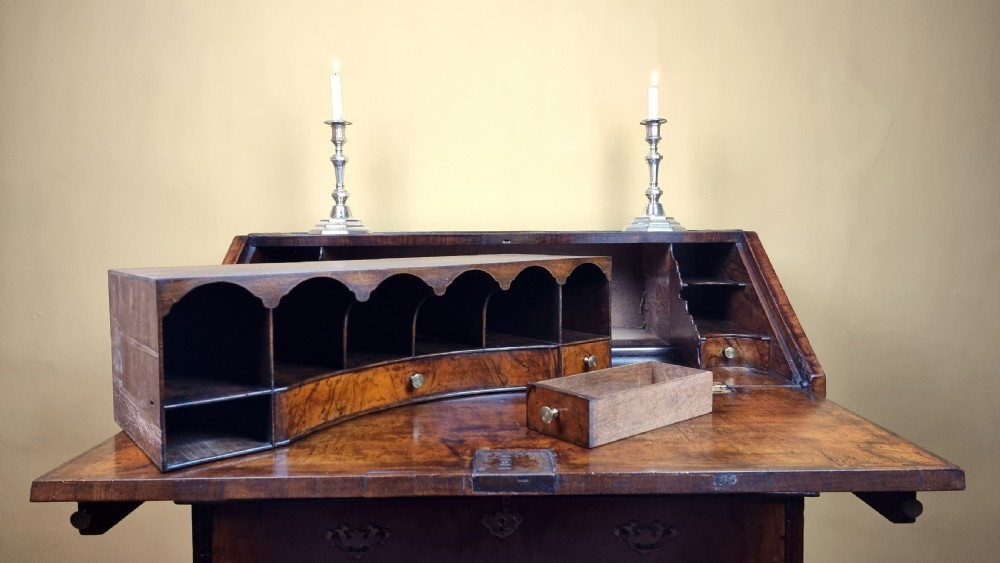 A fine queen Anne walnut bureau.  View V