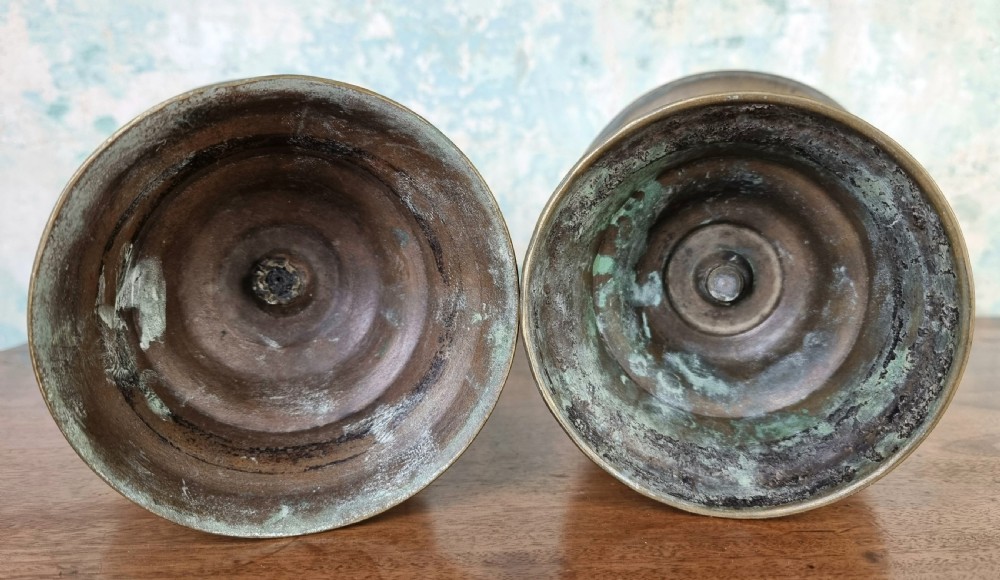 A pair of 17th century Dutch Heemskerk candlesticks.  View VIII