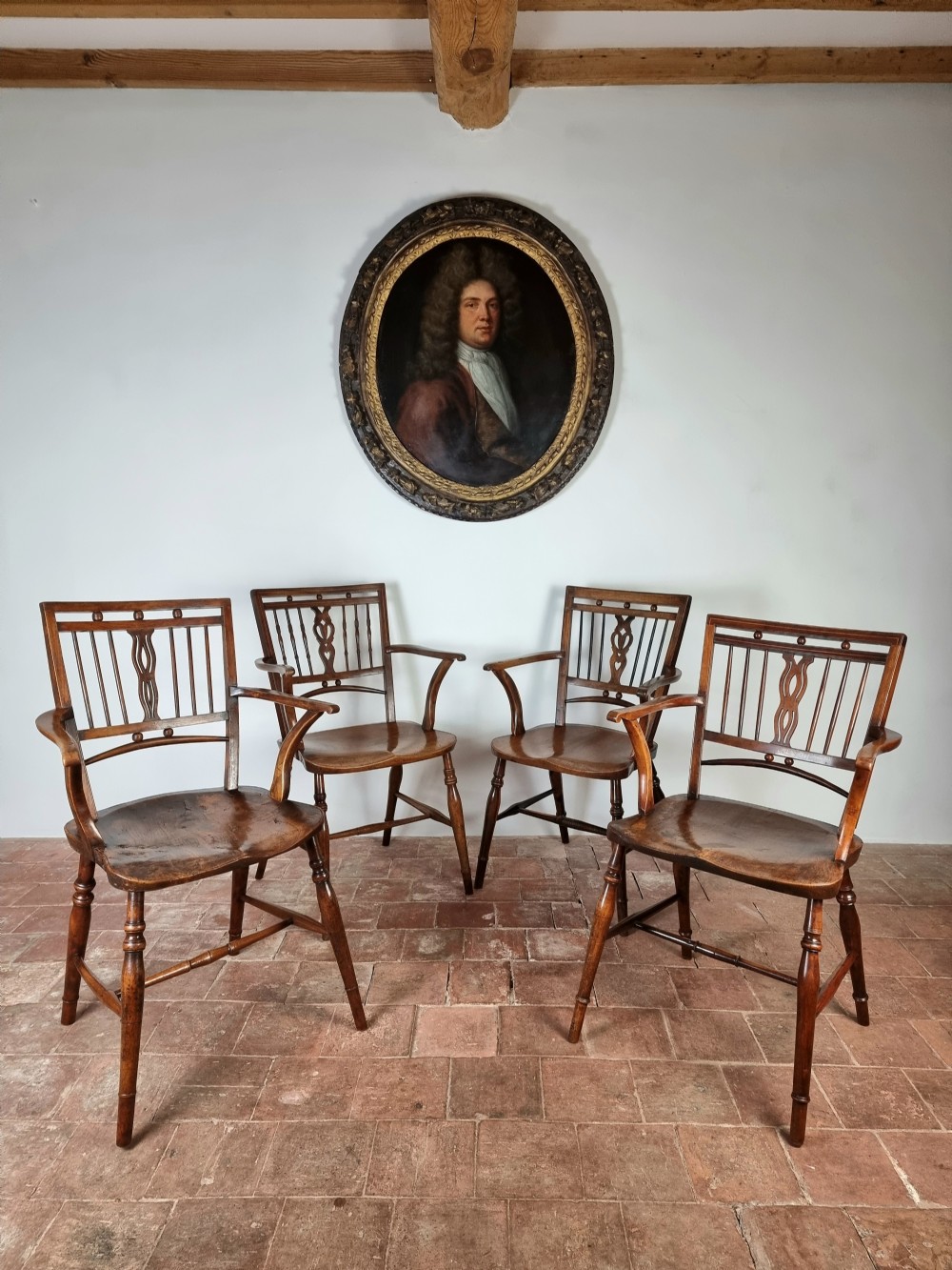 A harlequin set of four Mendlesham chairs. 