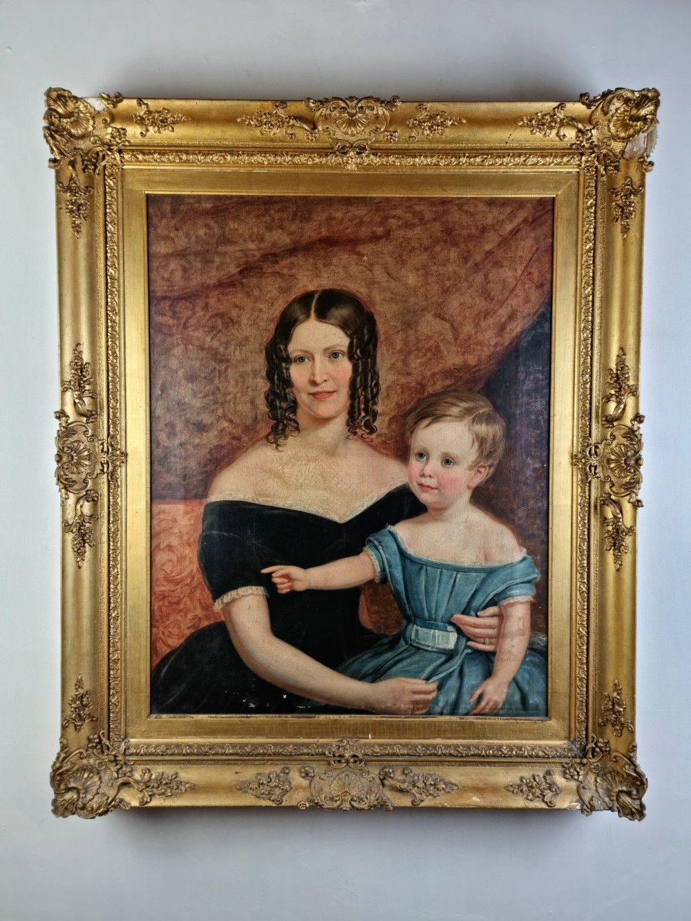 A 19th century portrait of a mother and daughter. 