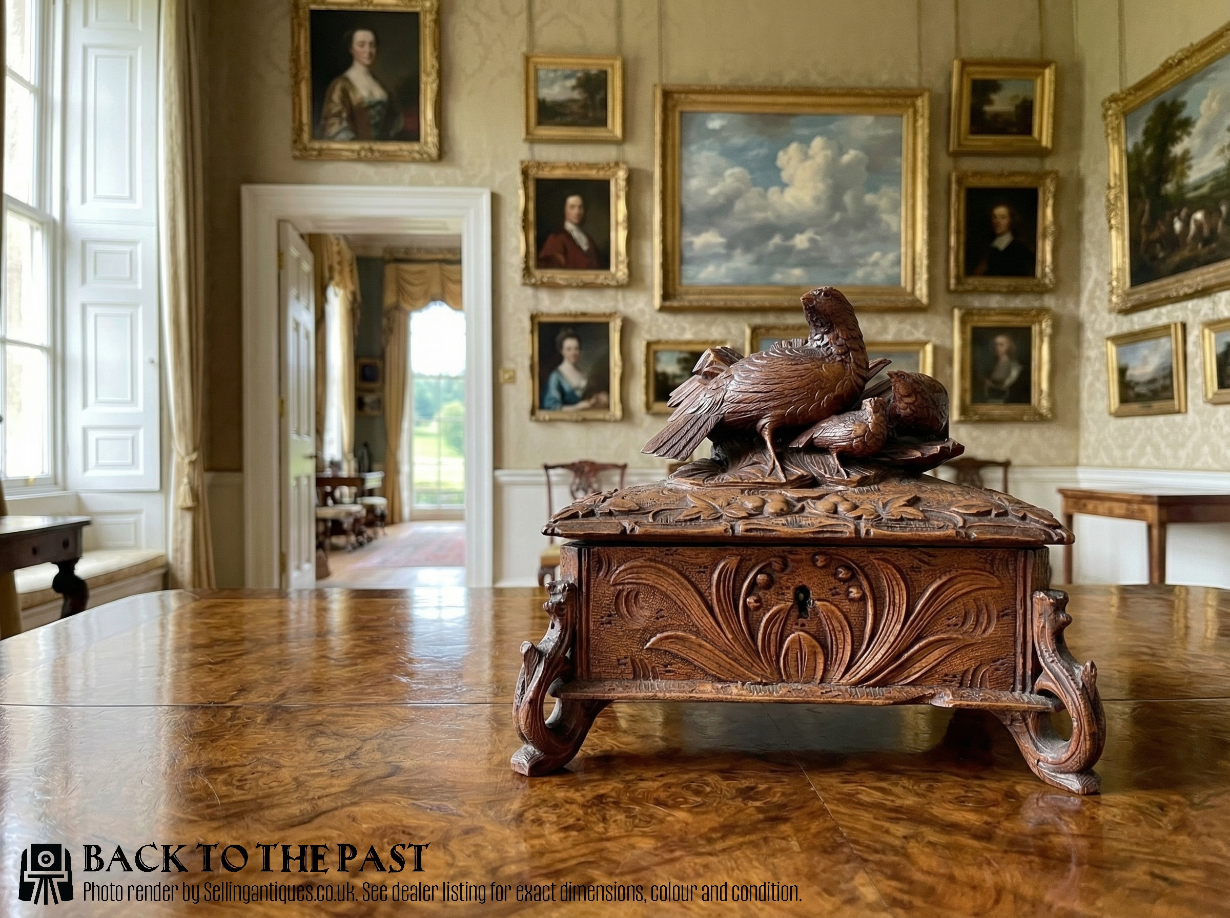 19th Century black forest walnut casket