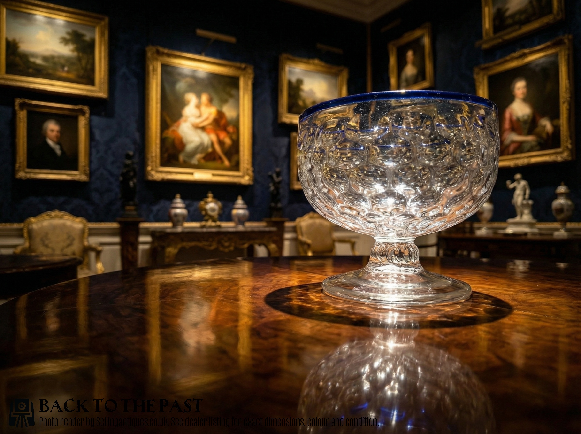 A rare 18th Century blue rim sugar bowl