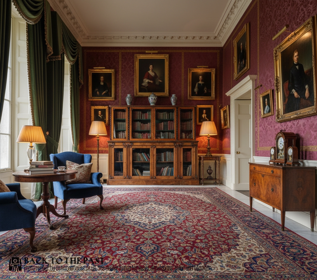 A Victorian Figured Walnut Bookcase By Holland & Sons
