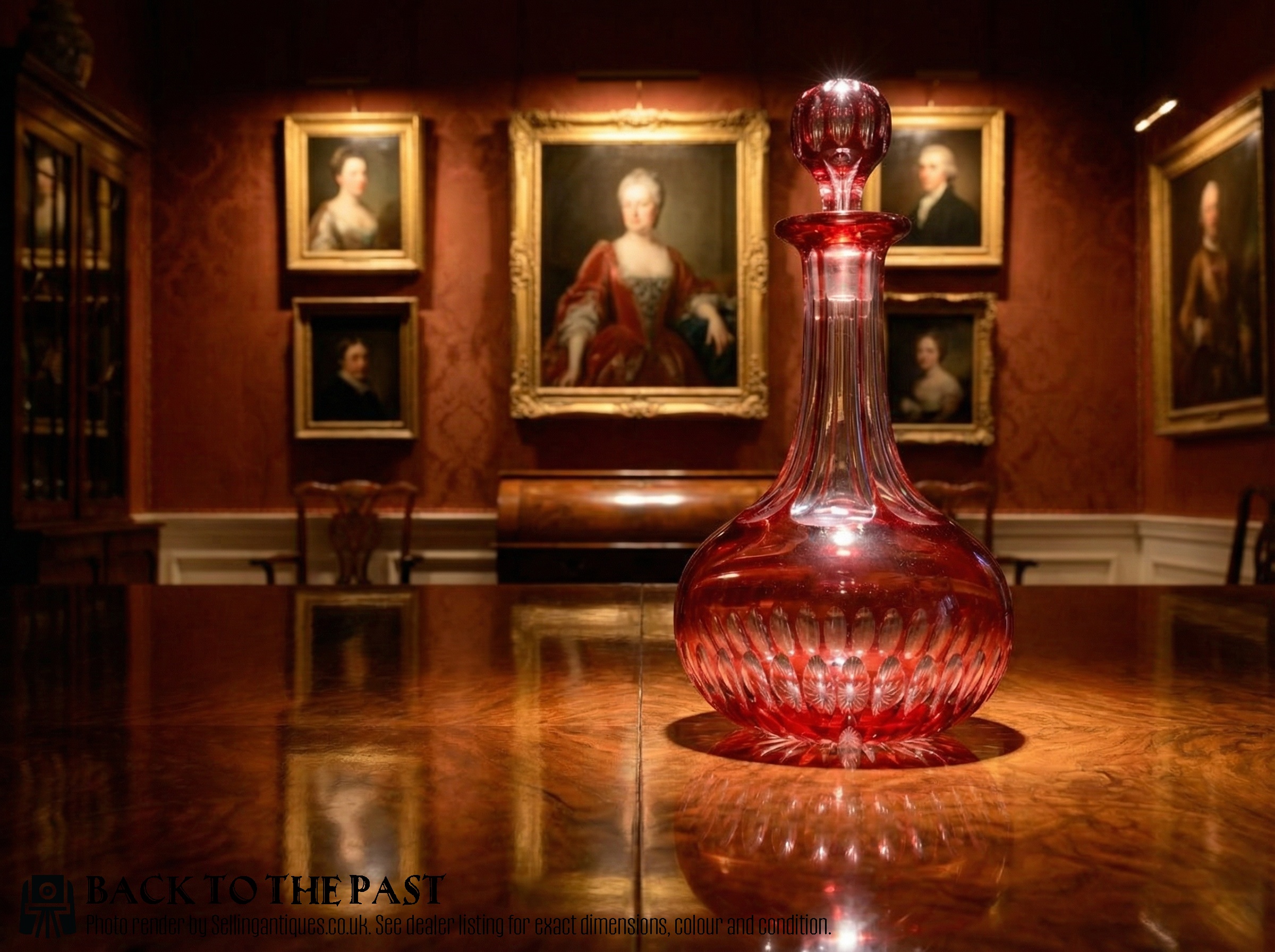 Antique glass - decanter ruby overlay English c1860