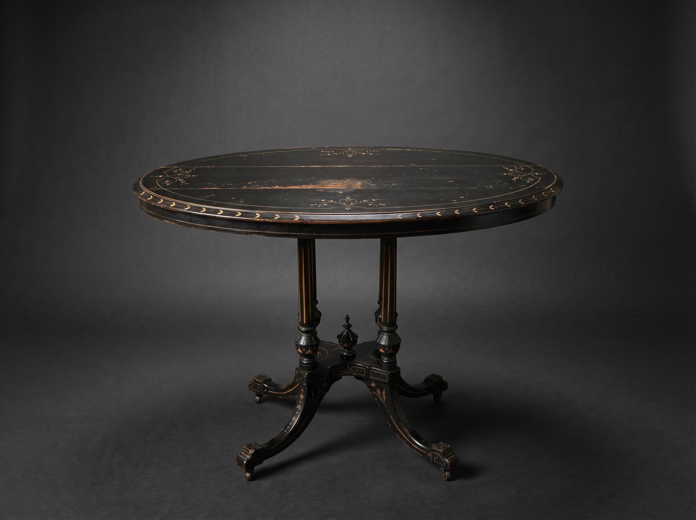 Aesthetic Movement Ebonised Mahogany Oval Side Table. c1900