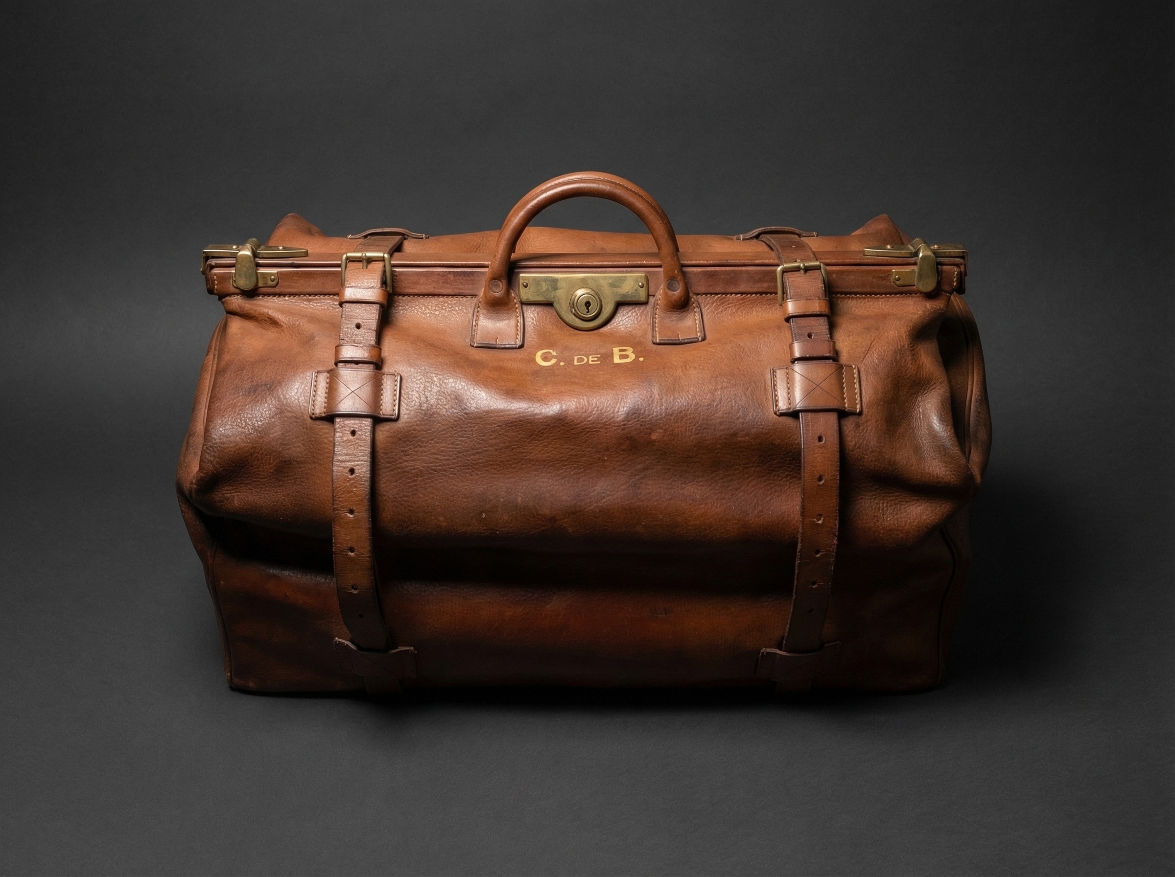 Brass Mounted Leather Gladstone Doctors Bag