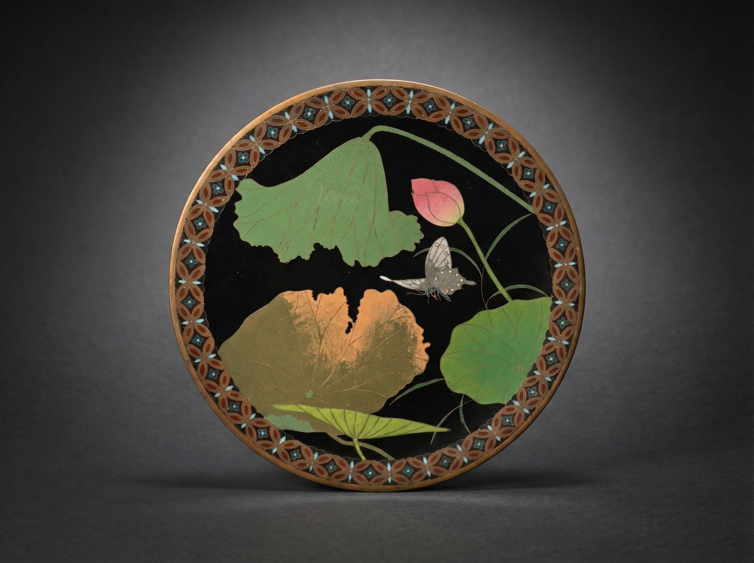 Extremely Fine and Rare Japanese Cloisonne Plaque. Circa 1900.