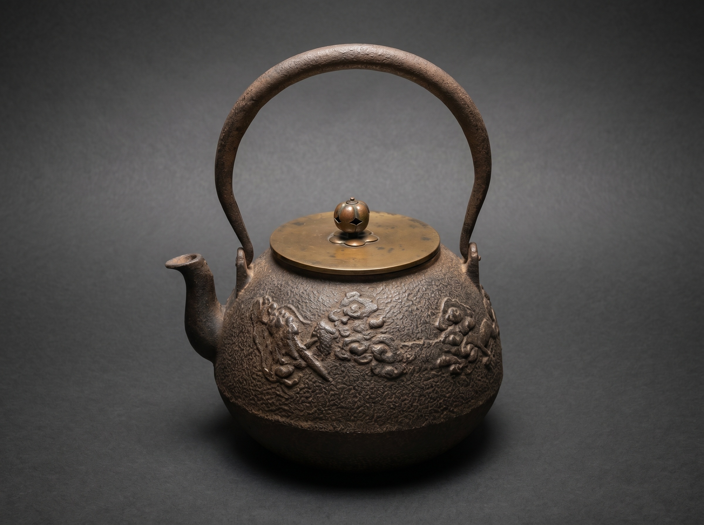 Fine Tetsubin with Signed Lid. Edo Period. Circa 1860.