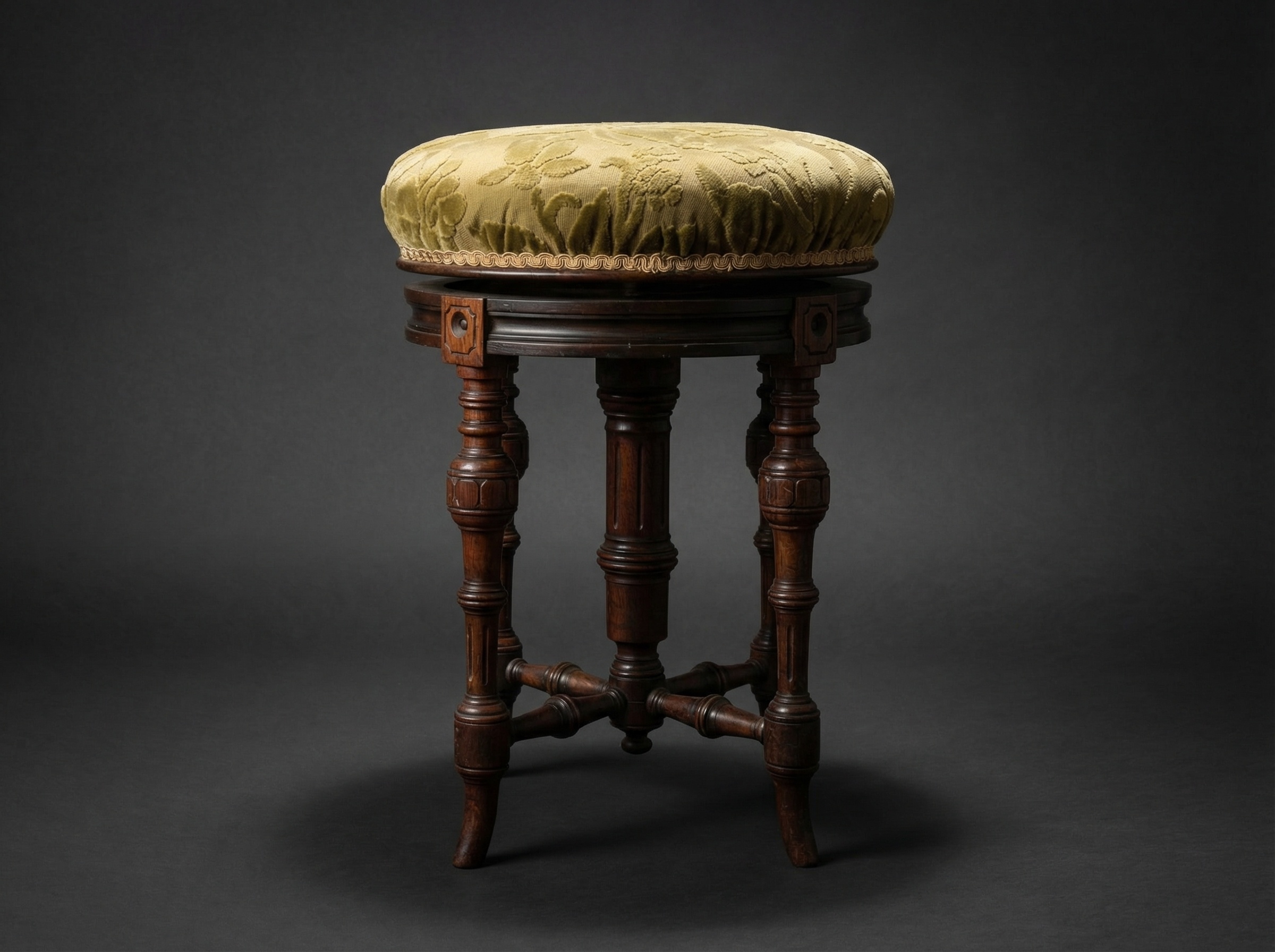 James Shoolbred Circular Piano Stool. c1900