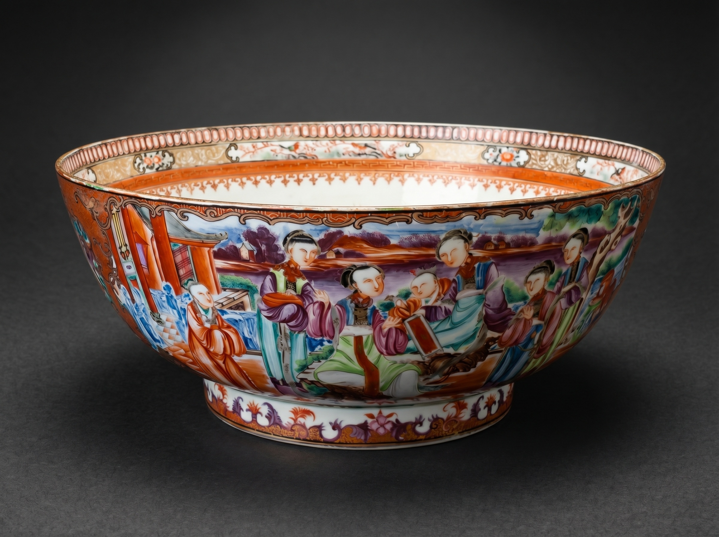 Large Chinese Export porcelain Punch Bowl. Qing Dynasty, Qianlong Period. 1736 - 1795.