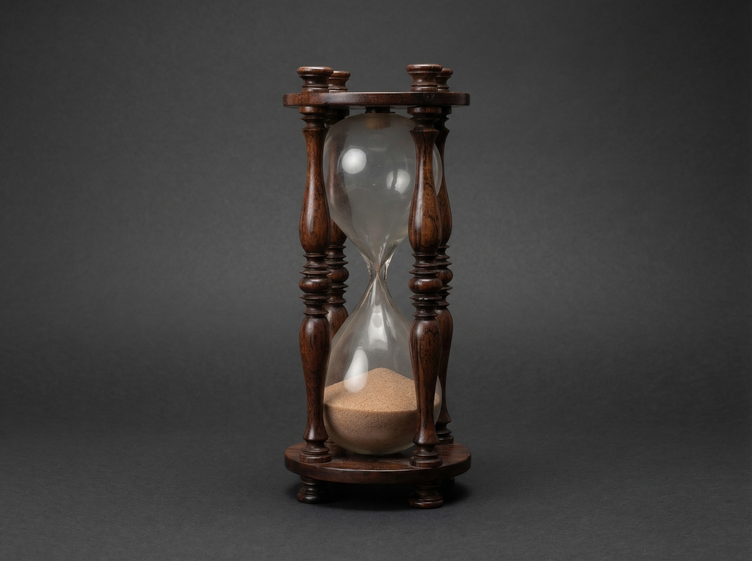 Medium sized antique Sandtimer / Hourglass in mahogony. Circa 1800.