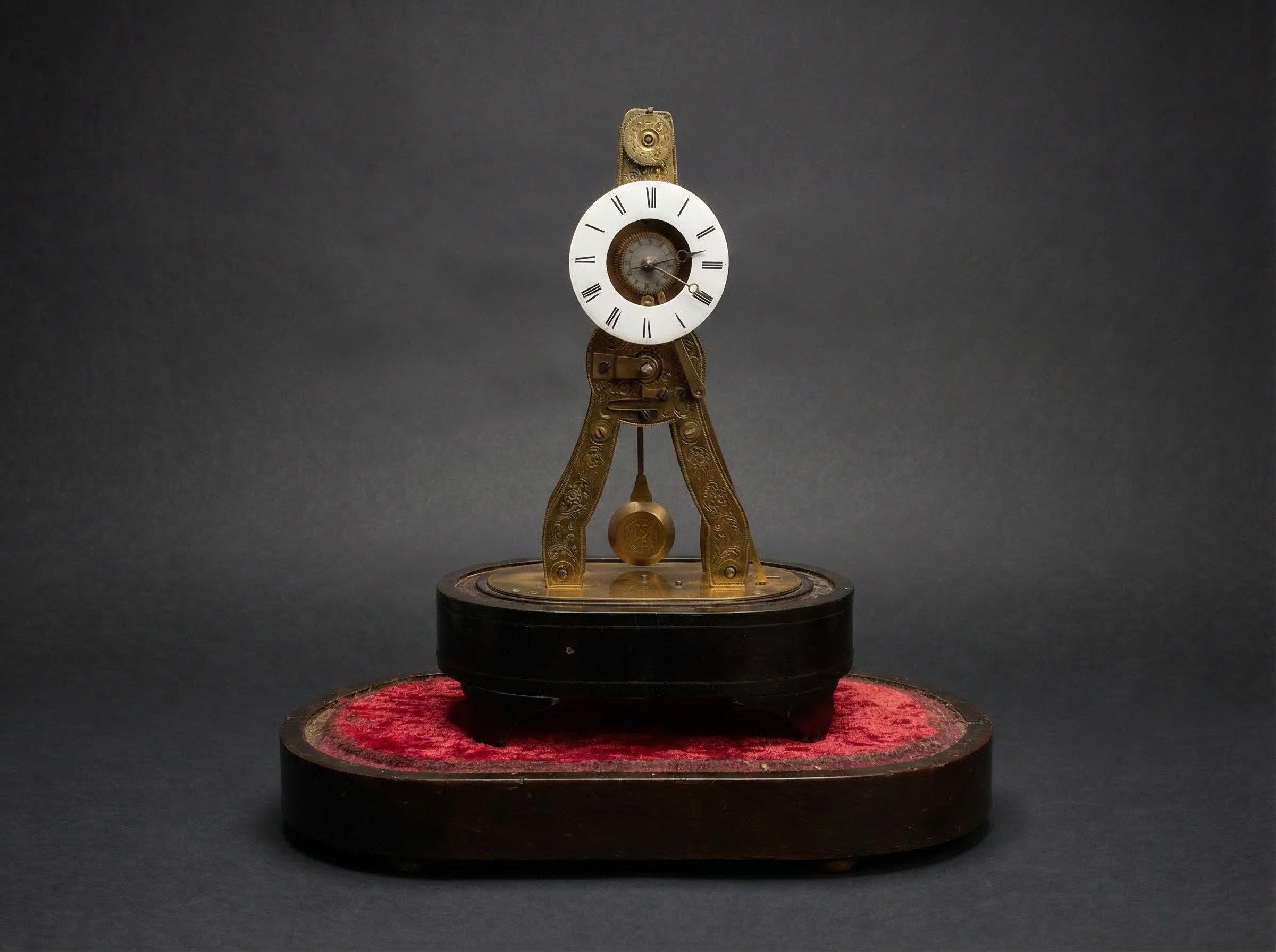Miniature French Skeleton Clock. Circa 1870
