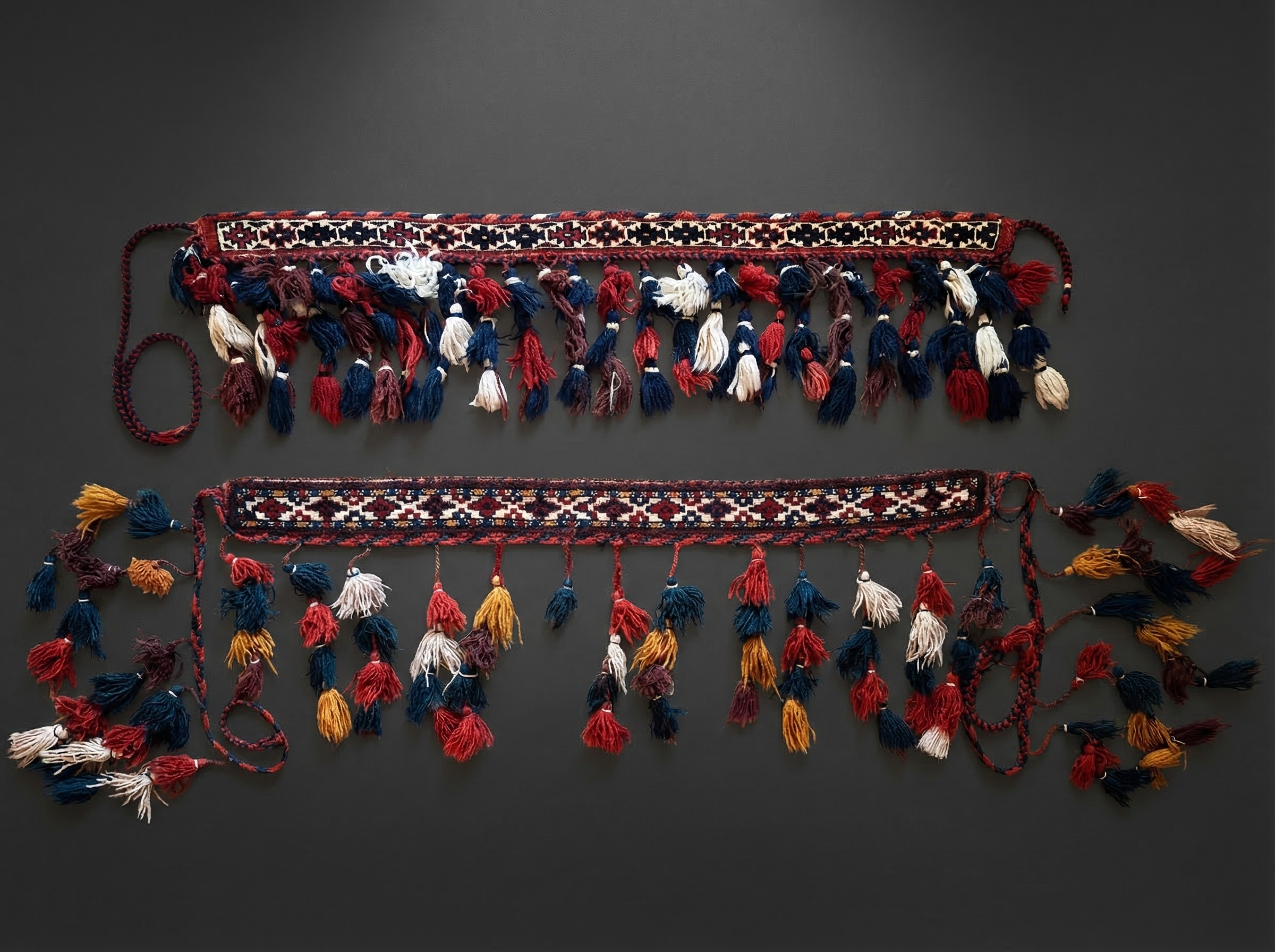 Pair of Wedding Camel / Horse Neck Dress Garments. Afghanistan Turkoman Trapping. Circa 1900.
